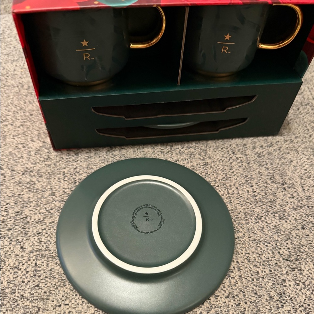 Starbucks Reserve Green & Gold Espresso Mug & Saucer Set - Picture 6 of 7